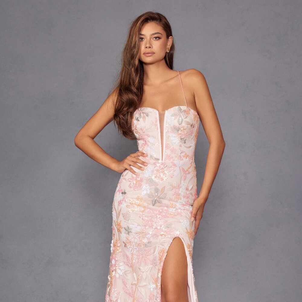 NEW SLEEVELESS SHEATH SEQUISN EMBELLISHED PROM DRESS W/ SWEETHEART NECK JT2498A